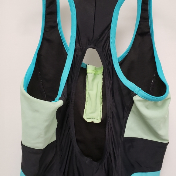 Girl's Blue & Green Swimsuit w/ Matching Skirt - Picture 5 of 9